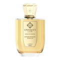 A bottle of 'APHRODISIAC TOUCH' perfume by Unique'e Luxury with a gold-colored liquid inside, displayed against a plain background.