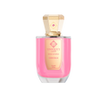 Pink perfume bottle with gold cap on a white background unique luxury chicelle