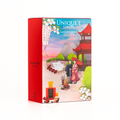 Unique’e Luxury Mashumaro perfume box with Japanese garden, traditional architecture and floral illustration